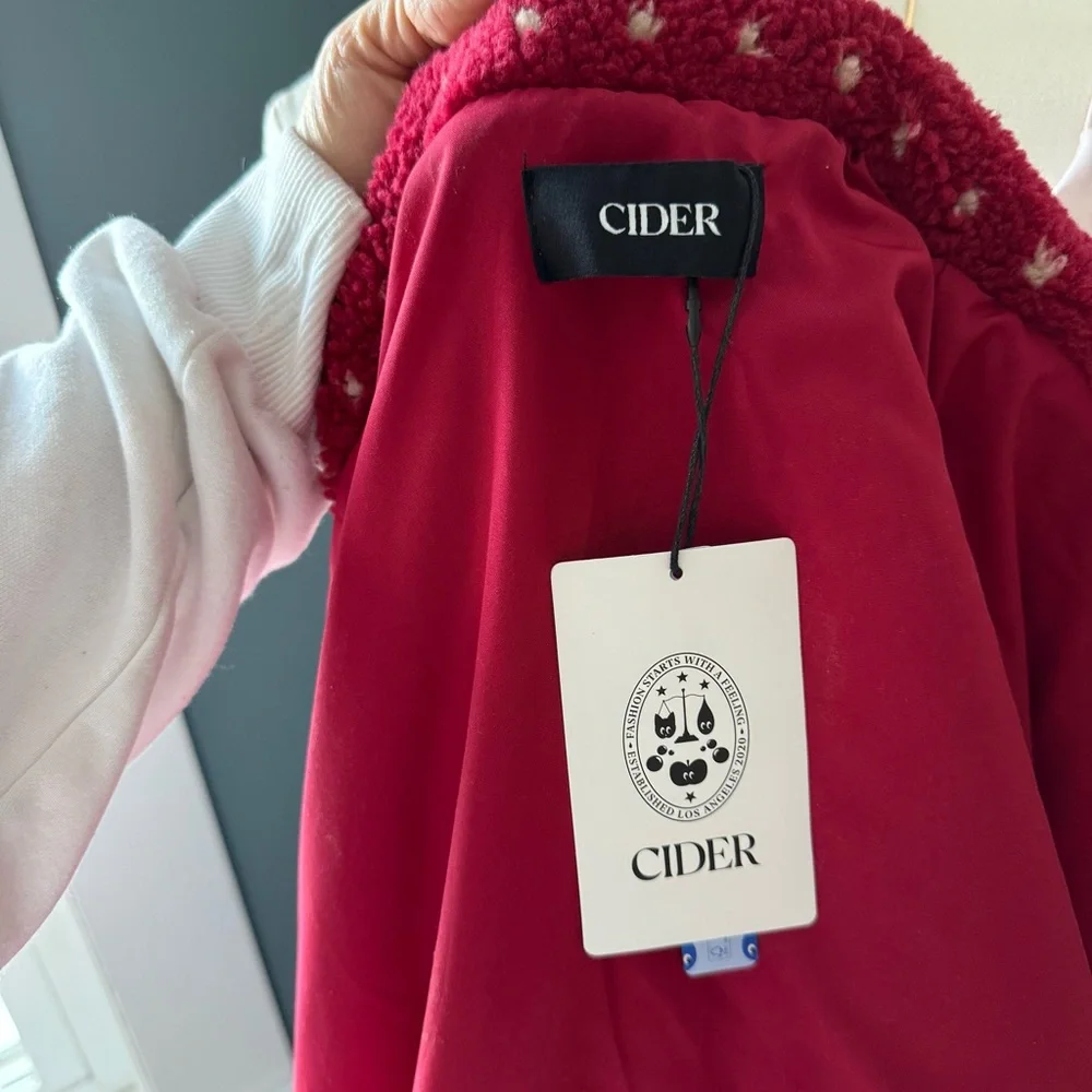 NWT Cider Sherpa Fleece Zip Up Nordic Print Jacket - Picture 8 of 16